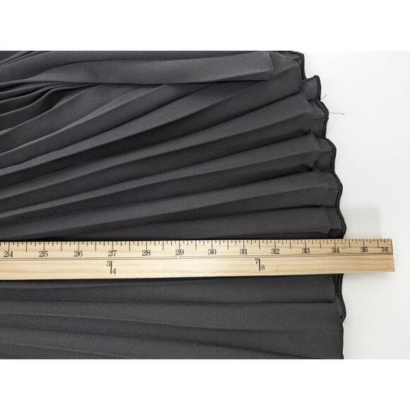 The Kooples Lamb Leather Trim Pleated Black A Line Deep V NWT Mini Dress 38 US 8 - Picture 7 of 10